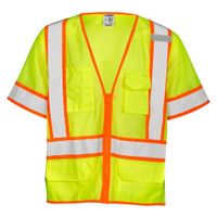 Class 3 VizLite 6-Pocket Vest, Lime, 5XL
