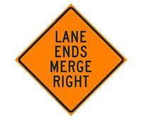 Lane Ends Merge Right Roll-Up Sign | MD-Specific