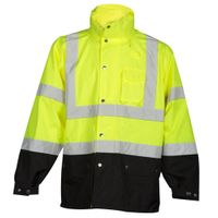 Class 3 Rain Coat W/ Black Bottom, Lime, LG/XL
