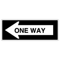 "One Way" (left) Sign 36x12, .100 Alum HI B/W (R6-1L)