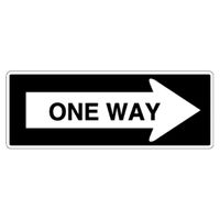 "One Way" (right) Sign 36x12, .100 Alum HI B/W (R6-1R)