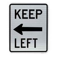 "Keep Left" w/arrow Sign 24x30, .ACM HI B/W (R4-7a)