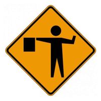 Flagger Symbol Sign 48x48 ACM DG B/O (W20-7a)