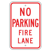 "No Parking or Standing Fire Lane" Sign 12x18 .080 Alum, R/W HI